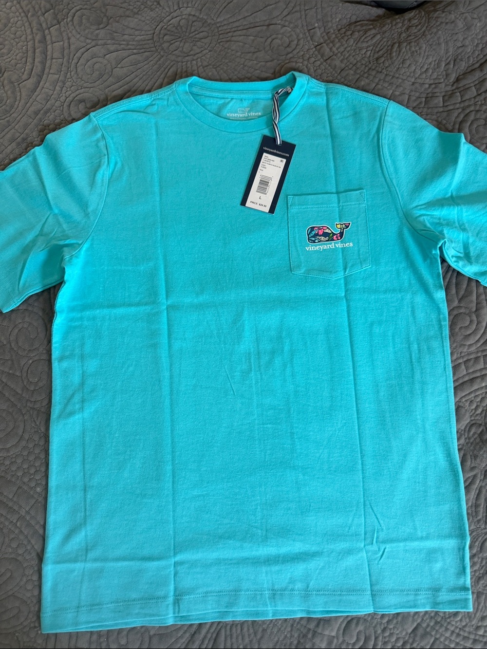 Vineyard Vines Short Sleeve Pocket Tee in Aqua Blue
